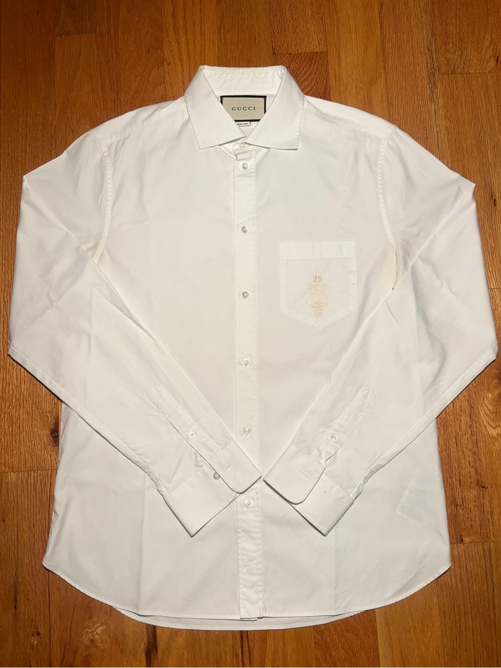Gucci Runway Crest White Gold Button Shirt